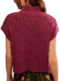 Vickie Mock Neck Sweater in Red Plum