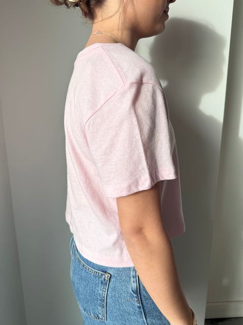 Out of the Boxy Crop Tee in Light Pink