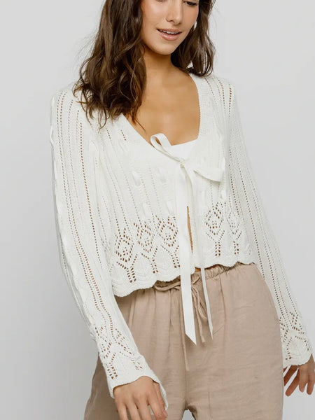 So Sweet Ribbon Cardi in Ivory