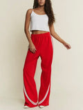 Sideline Wide Leg Track Pant in Red