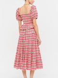 Clemence Plaid Blouse in Red