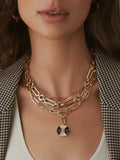 Moonage Drop Pendant Necklace in Black Mother of Pearl