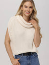 Cate Sleeveless Turtleneck Sweater in Cream