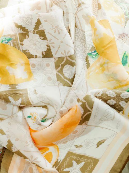 Lemon-y Fresh Bandana Scarf in Taupe