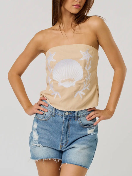 Shell-y Tube Top in Taupe