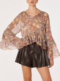 Margaery Top in Brown Floral