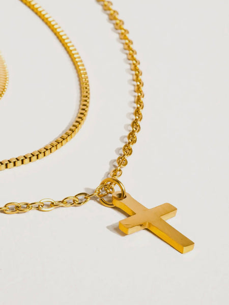 Georgine Layered Cross Necklace