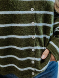 Piper Cabana Stripe Cardigan in Olive & Blue