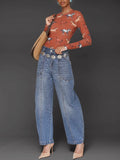 Equine Printed Mesh Long Sleeve Top in Stampede