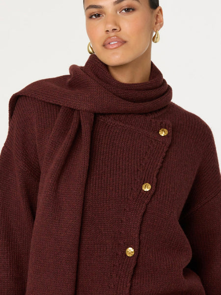 Jackeline Scarf Cardigan in Wine