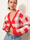 Party in Plaid Cardi in Red