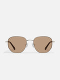 Big Time Sunnies in Brushed Silver & Tan