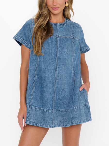 Claremont Dress in Stream Indigo