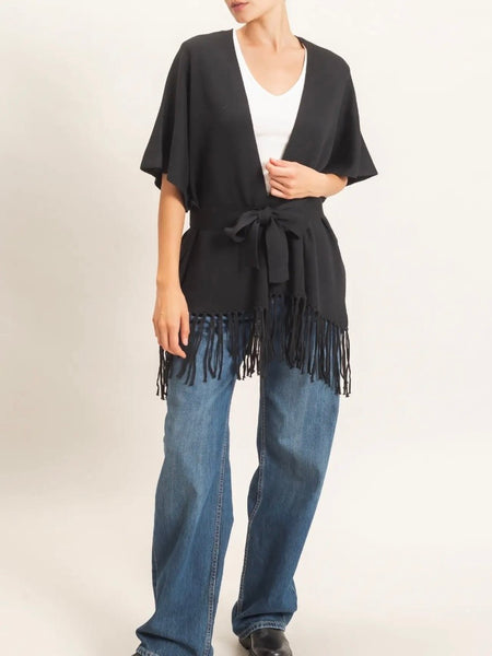 On The Fringe Sweater in Black