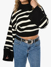 Cropped Turtleneck Sweater in Black & Ivory