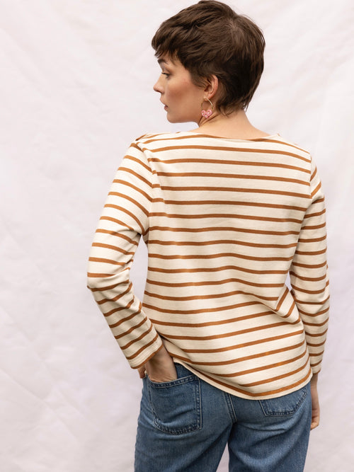 White Owls Striped Top in Beige