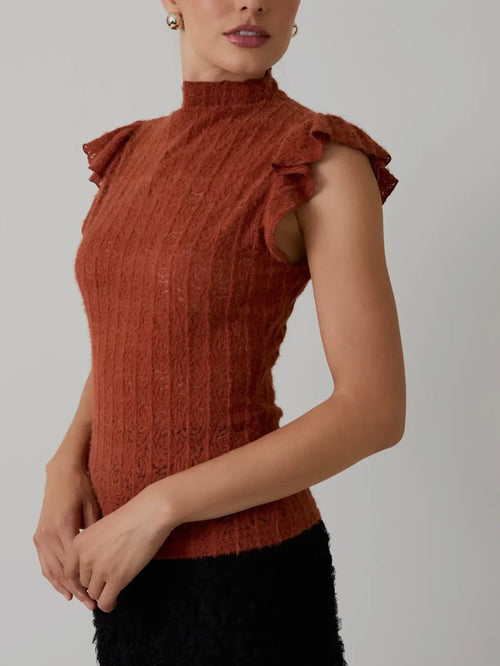 Falling for Frills Top in Rust