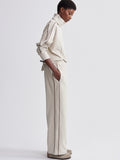 Brushed Rib Wide Leg Pant 28 in Cement Marl/Chocolate