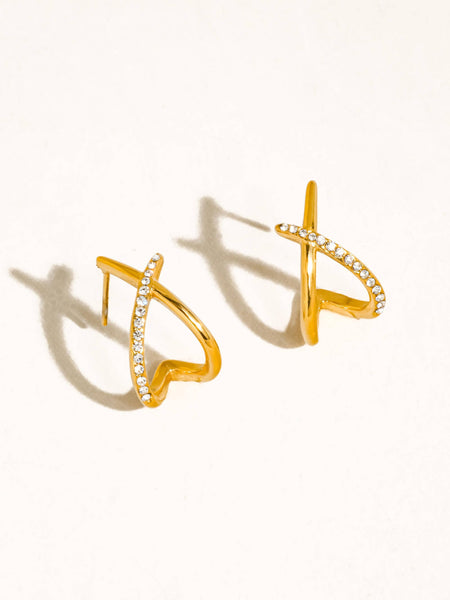 Echo CZ Crossover Earrings
