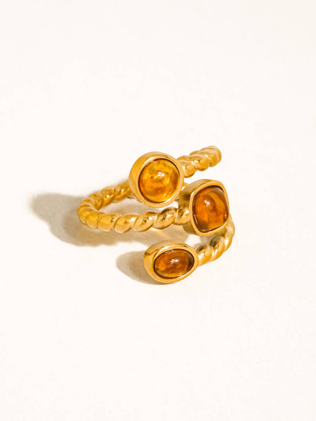 Tansia Natural Stone Statement Ring in Brown