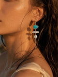 Libertine Stone Pearl Drop Earrings in Turquoise