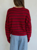 Piper Cabana Stripe Cardigan in Red & Brown