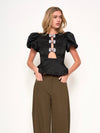 Bowie Top in Black Houndstooth