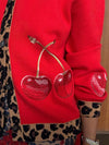 Cherry Holly Cardigan in Red