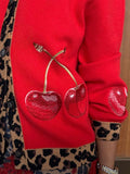 Cherry Holly Cardigan in Red