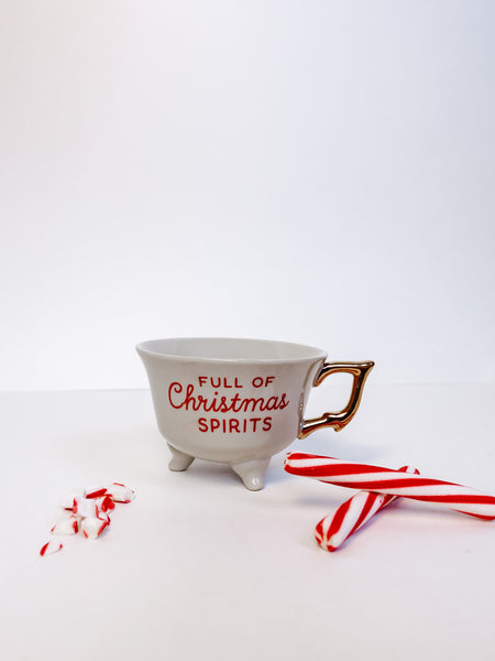 Full of Christmas Spirits Vintage Teacup