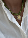Watercolor Prayer Warrior Necklace in Lime