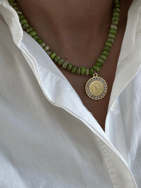 Watercolor Prayer Warrior Necklace in Lime