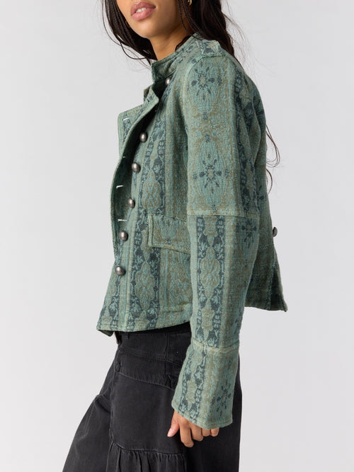 Lotty Jacquard Jacket in Steel Sea