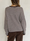 Oversized Striped Piper Henley in Brown & Cream