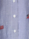 Embroidered Flag Button Down in Navy & White