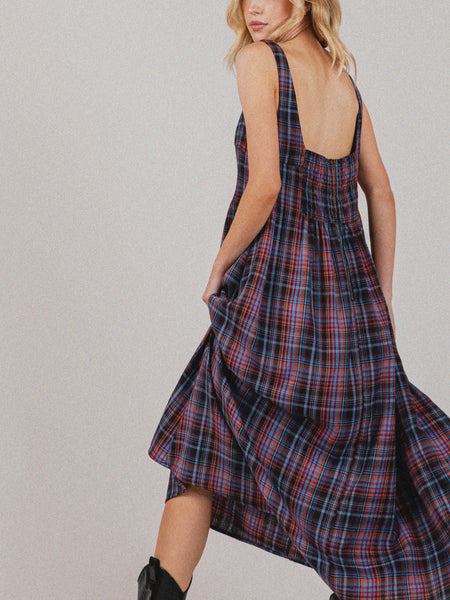 Plaid To The Bone Midi in Midnight Mix