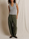 Tracy U Neck Tank in Natural & Black Stripe