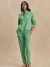 Mavis Mock Neck Sweat in Green Spruce