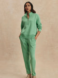 Mavis Mock Neck Sweat in Green Spruce