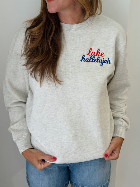 Lake Hallelujah Embroidered Sweatshirt in Sand