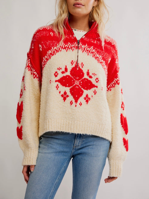 Mythical Sweater in Vanilla Scarlet Combo