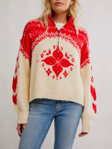 Mythical Sweater in Vanilla Scarlet Combo