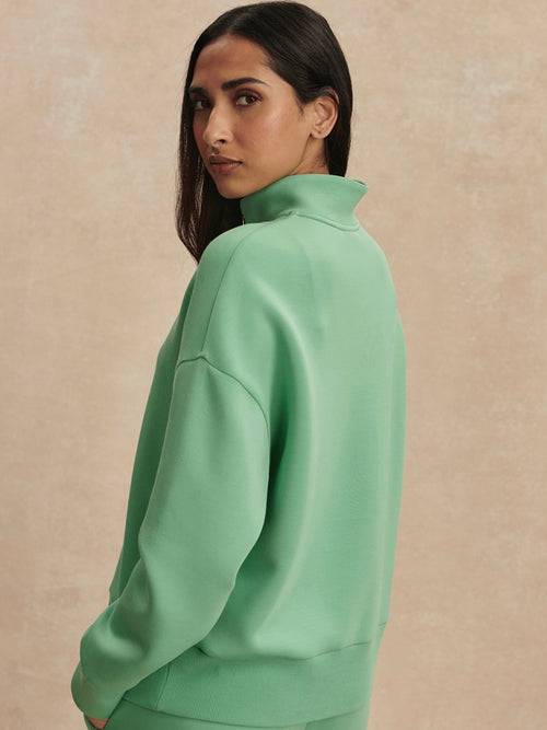 Mavis Mock Neck Sweat in Green Spruce