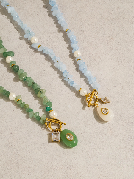 Cercey Stone Charm Necklace in Blue