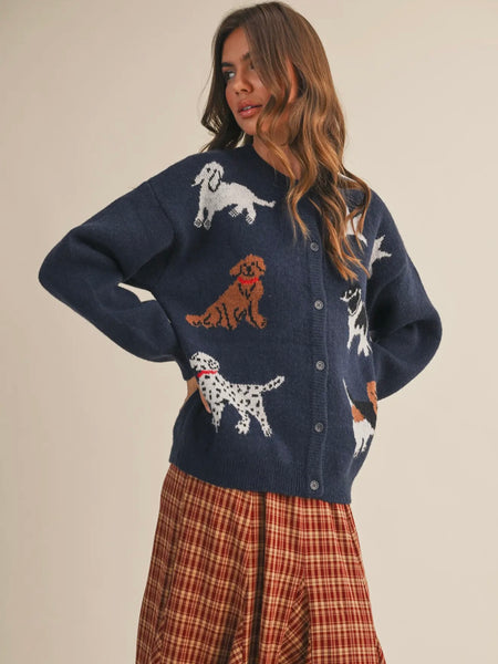 In the Doghouse Cardigan in Navy