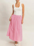 Stay Striped Maxi Skirt in Pink