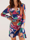 Lottie Wrap Dress in Abstract Floral