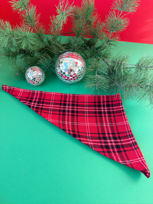 Flannel Dog Scarf in Red Berry