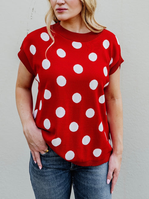 Off The Bench Sweater in Red & White