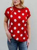Off The Bench Sweater in Red & White